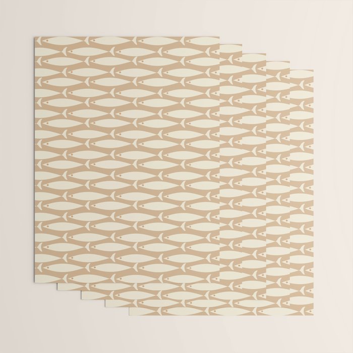 Coastal Neutral Mid Century Modern Fish Minimalist Beige Scandi Pattern Wrapping Paper Gallery Image 3