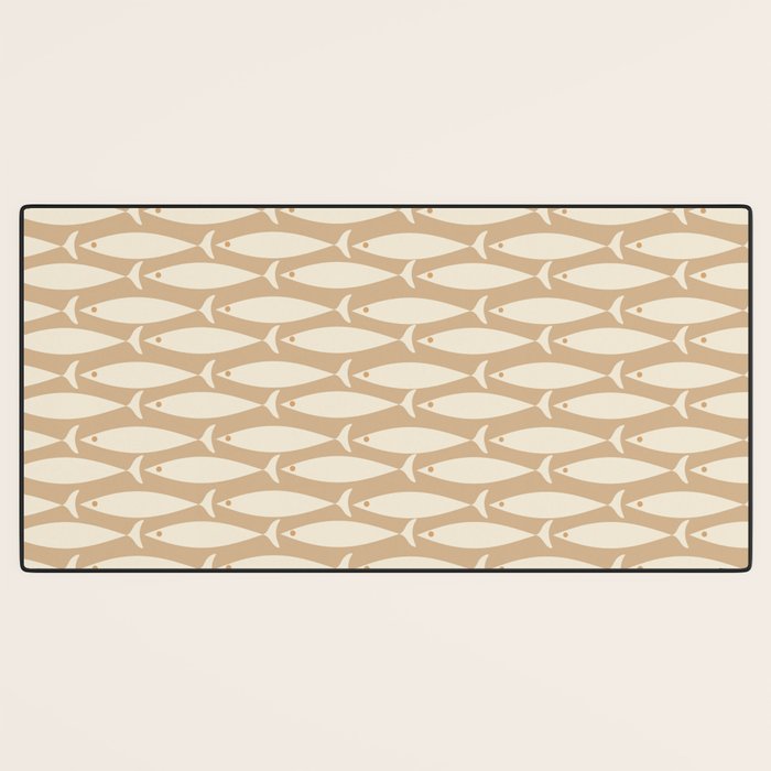 Coastal Neutral Mid Century Modern Fish Minimalist Beige Scandi Pattern Desk Mat Gallery Image 3
