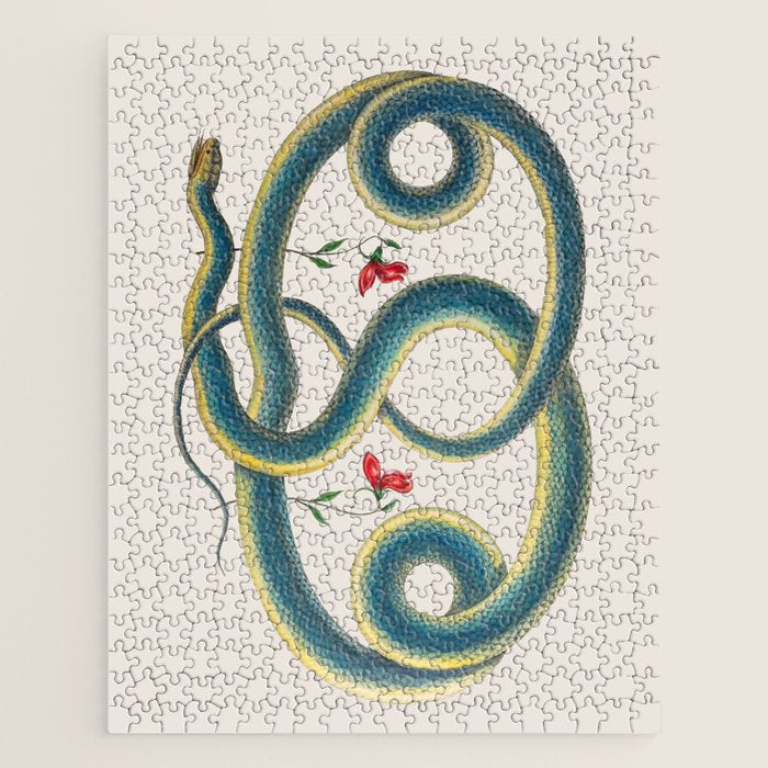 Albertus Seba Snakes Flowers Engraving Jigsaw Puzzle Gallery Image 1