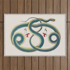 Albertus Seba Snakes Flowers Engraving Outdoor Rug Gallery Image 1