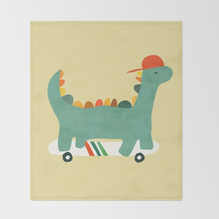 Dinosaur on retro skateboard Throw Blanket Gallery Image 2
