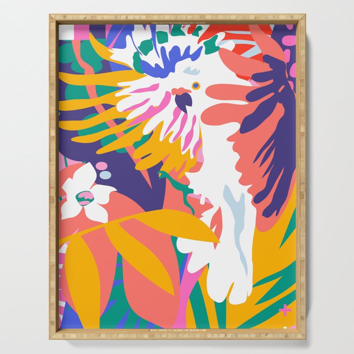 cockatoo tropic shift Serving Tray Gallery Image 1