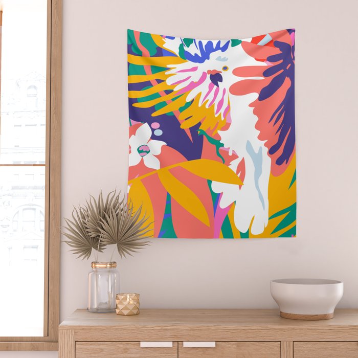 cockatoo tropic shift Wall Tapestry Gallery Image 2