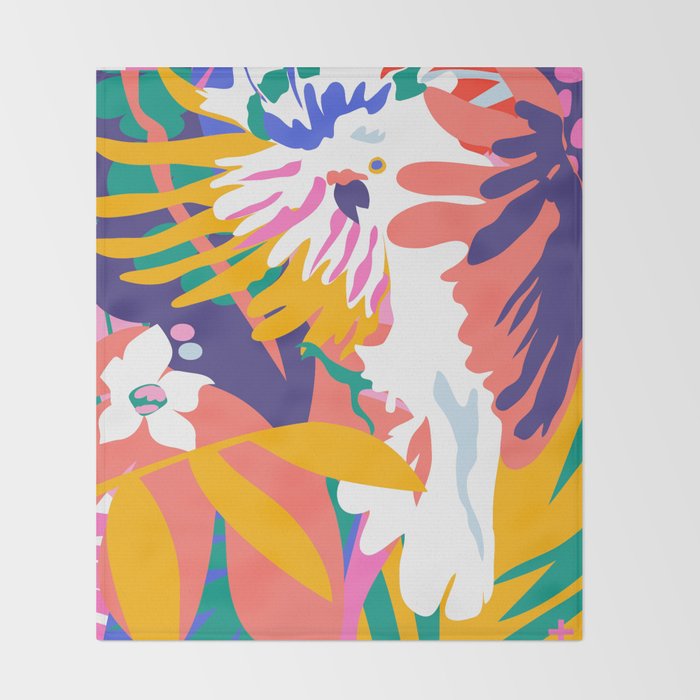 cockatoo tropic shift Throw Blanket Gallery Image 2