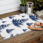 Christmas Trees and Snow, Blue and White Outdoor Rug Gallery Image 2