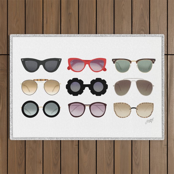 Ray Bans Sunglasses Illustration Outdoor Rug Gallery Image 1