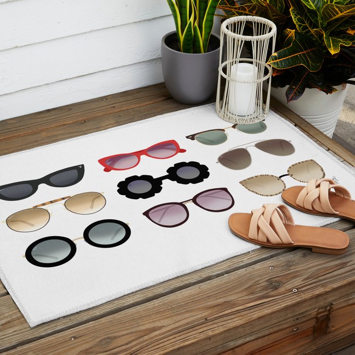 Ray Bans Sunglasses Illustration Outdoor Rug Gallery Image 2
