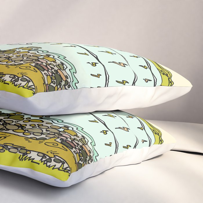 point breaks in paradise // retro surf art by surfy birdy Pillow Sham Gallery Image 3