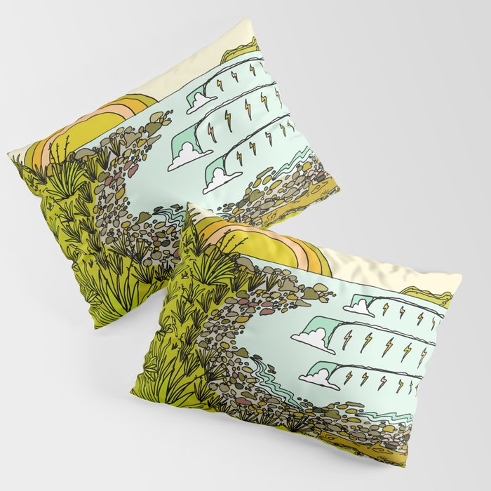point breaks in paradise // retro surf art by surfy birdy Pillow Sham Gallery Image 1