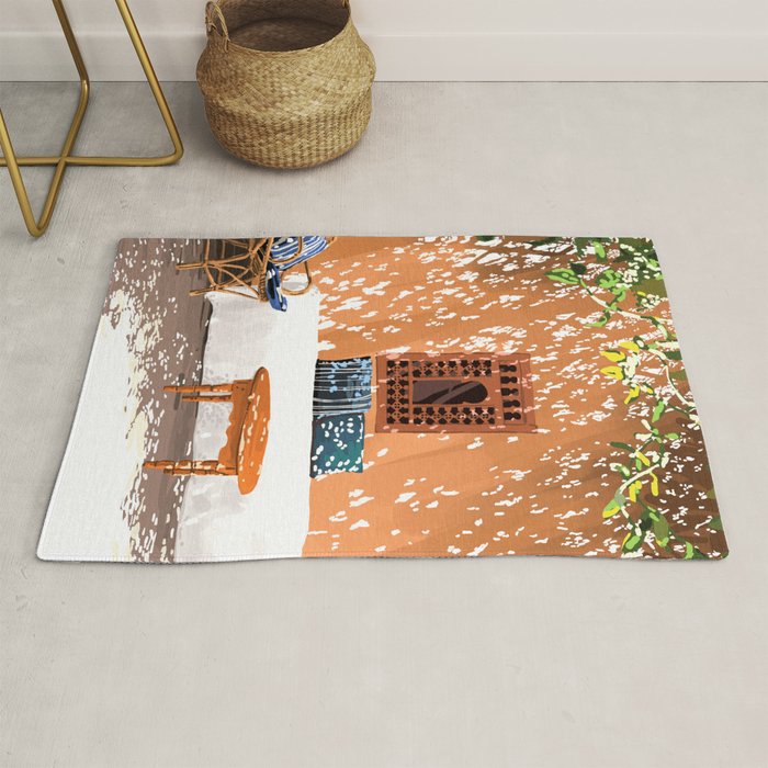 A Relaxed Afternoon | Tropical Summer Architecture | Buildings India Travel Bohemian Décor Painting Rug Gallery Image 1