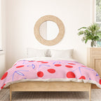 Ditsy Kitsch Cherry pattern in Pink, Red, Blue Duvet Cover Gallery Image 3