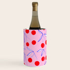 Ditsy Kitsch Cherry pattern in Pink, Red, Blue Wine Chiller Gallery Image 3