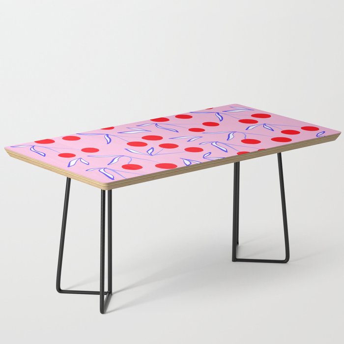 Ditsy Kitsch Cherry pattern in Pink, Red, Blue Coffee Table Gallery Image 1