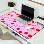 Ditsy Kitsch Cherry pattern in Pink, Red, Blue Desk Mat Gallery Image 2