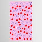 Ditsy Kitsch Cherry pattern in Pink, Red, Blue Tablecloth Gallery Image 2