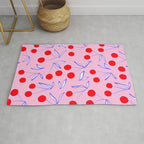 Ditsy Kitsch Cherry pattern in Pink, Red, Blue Rug Gallery Image 1