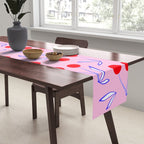 Ditsy Kitsch Cherry pattern in Pink, Red, Blue Table Runner Gallery Image 2
