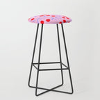 Ditsy Kitsch Cherry pattern in Pink, Red, Blue Stool Gallery Image 1