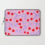 Ditsy Kitsch Cherry pattern in Pink, Red, Blue Laptop Sleeve Gallery Image 1