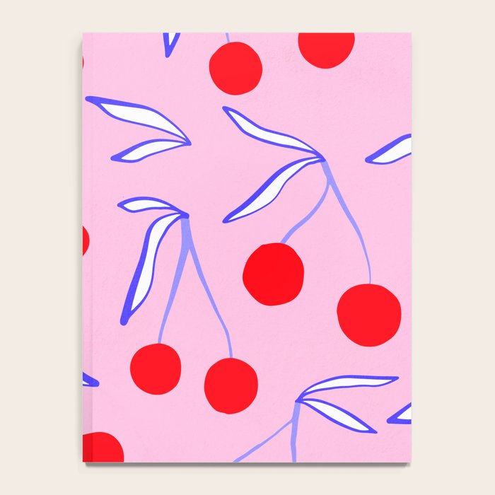 Ditsy Kitsch Cherry pattern in Pink, Red, Blue Notebook Gallery Image 4