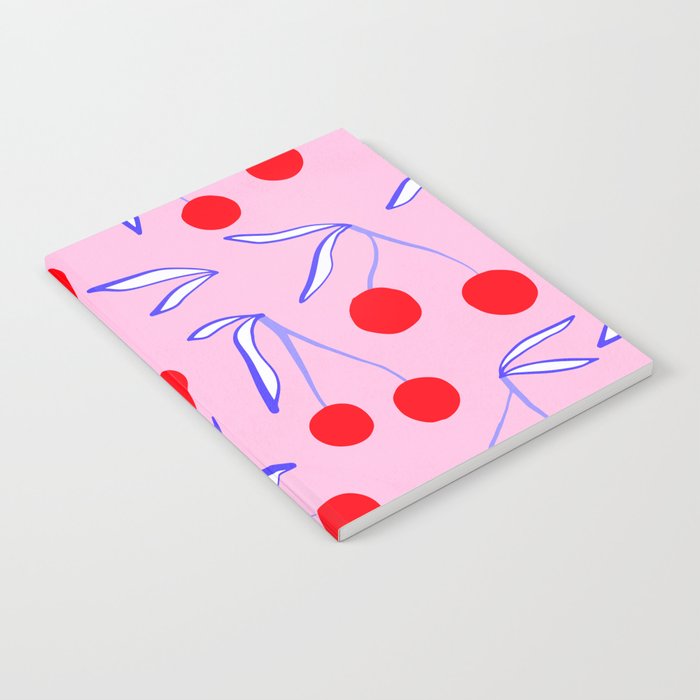 Ditsy Kitsch Cherry pattern in Pink, Red, Blue Notebook Gallery Image 2
