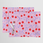 Ditsy Kitsch Cherry pattern in Pink, Red, Blue Placemat Gallery Image 1