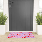 Ditsy Kitsch Cherry pattern in Pink, Red, Blue Welcome Mat Gallery Image 3