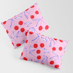 Ditsy Kitsch Cherry pattern in Pink, Red, Blue Pillow Sham Gallery Image 3