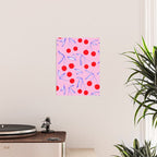 Ditsy Kitsch Cherry pattern in Pink, Red, Blue Poster Gallery Image 2