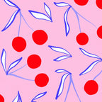 Ditsy Kitsch Cherry pattern in Pink, Red, Blue Coffee Mug Gallery Image 2