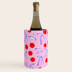 Ditsy Kitsch Cherry pattern in Pink, Red, Blue Wine Chiller Gallery Image 1
