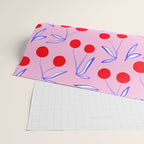 Ditsy Kitsch Cherry pattern in Pink, Red, Blue Wrapping Paper Gallery Image 2