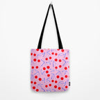 Ditsy Kitsch Cherry pattern in Pink, Red, Blue Tote Bag Gallery Image 2