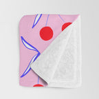 Ditsy Kitsch Cherry pattern in Pink, Red, Blue Throw Blanket Gallery Image 3