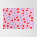 Ditsy Kitsch Cherry pattern in Pink, Red, Blue Rug Gallery Image 2