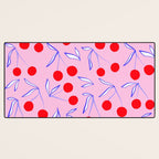 Ditsy Kitsch Cherry pattern in Pink, Red, Blue Desk Mat Gallery Image 3