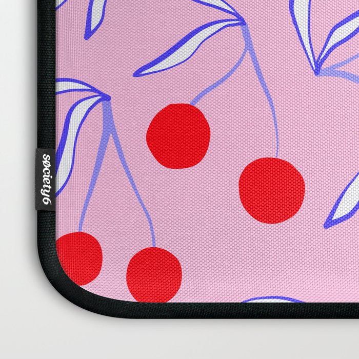 Ditsy Kitsch Cherry pattern in Pink, Red, Blue Laptop Sleeve Gallery Image 3