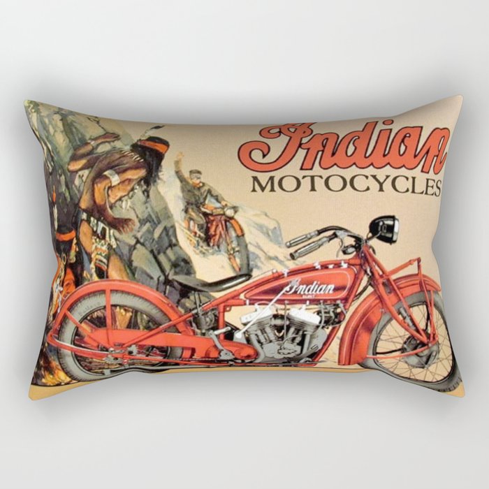 Classic Indian Roadmaster Biker Motorcycle Vintage Advertisement Poster Rectangular Pillow Gallery Image 2