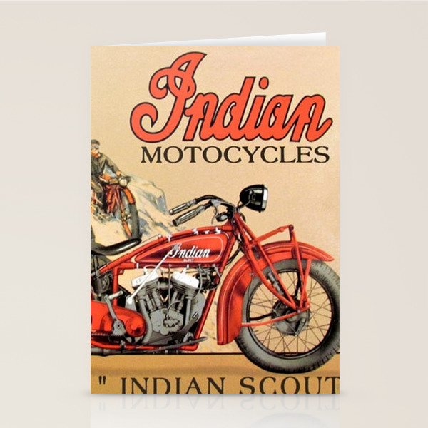 Classic Indian Roadmaster Biker Motorcycle Vintage Advertisement Poster Stationery Card Gallery Image 1