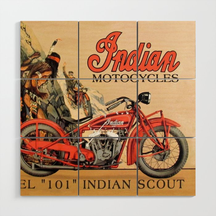 Classic Indian Roadmaster Biker Motorcycle Vintage Advertisement Poster Wood Wall Art Gallery Image 1