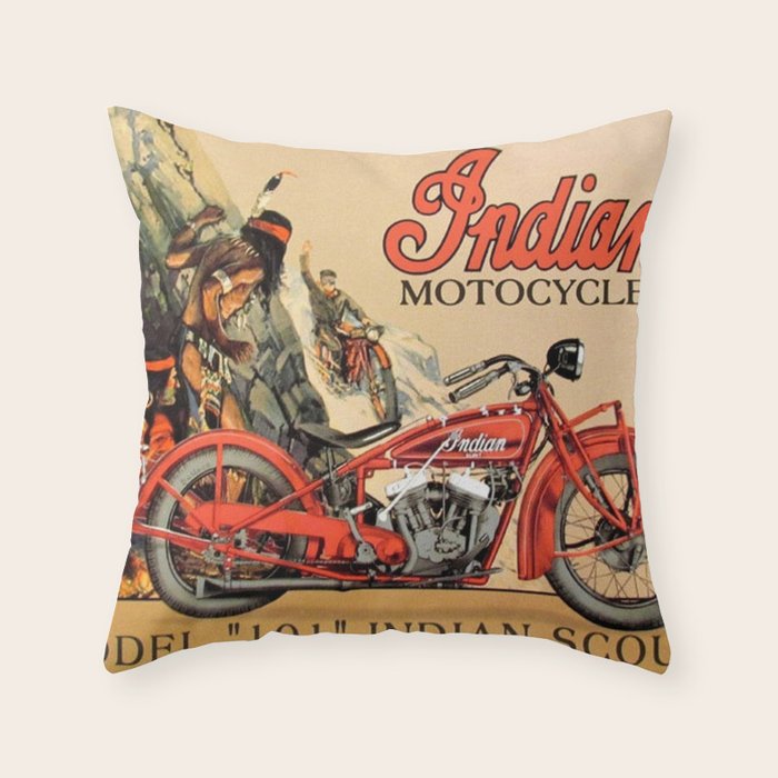 Classic Indian Roadmaster Biker Motorcycle Vintage Advertisement Poster Throw Pillow Gallery Image 6