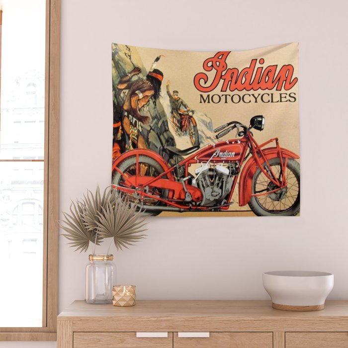 Classic Indian Roadmaster Biker Motorcycle Vintage Advertisement Poster Wall Tapestry Gallery Image 2