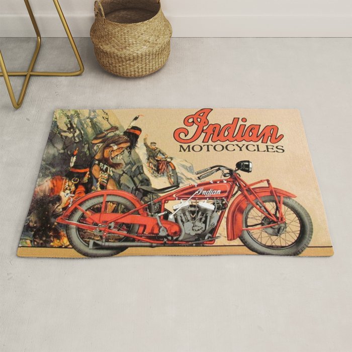 Classic Indian Roadmaster Biker Motorcycle Vintage Advertisement Poster Rug Gallery Image 1