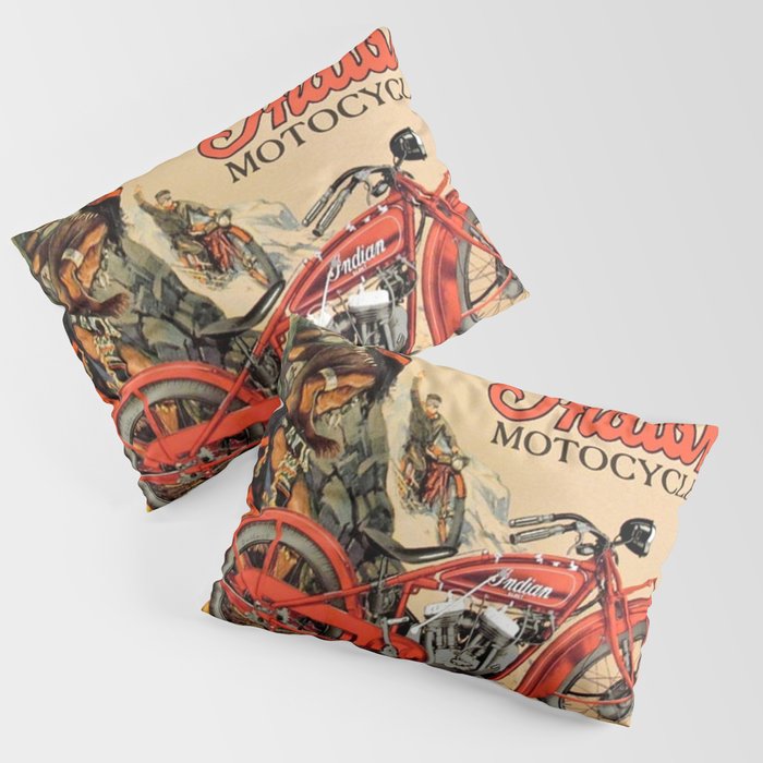 Classic Indian Roadmaster Biker Motorcycle Vintage Advertisement Poster Pillow Sham Gallery Image 3