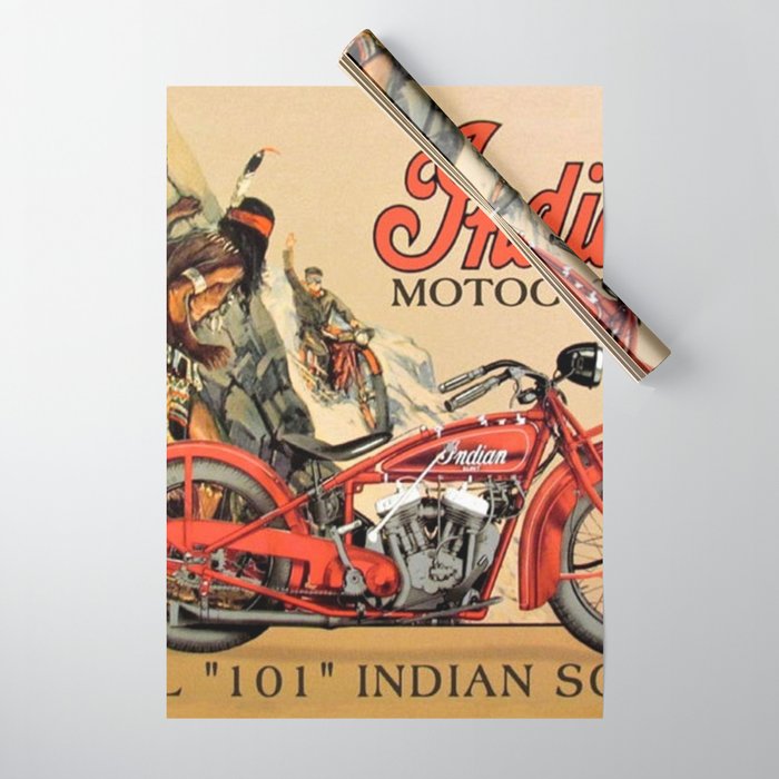 Classic Indian Roadmaster Biker Motorcycle Vintage Advertisement Poster Wrapping Paper Gallery Image 1