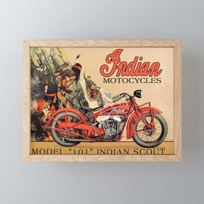 Classic Indian Roadmaster Biker Motorcycle Vintage Advertisement Poster Mini Art Print Gallery Image 1
