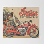Classic Indian Roadmaster Biker Motorcycle Vintage Advertisement Poster Throw Blanket Gallery Image 2