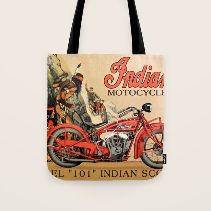Classic Indian Roadmaster Biker Motorcycle Vintage Advertisement Poster Tote Bag Gallery Image 1