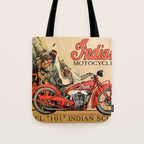 Classic Indian Roadmaster Biker Motorcycle Vintage Advertisement Poster Tote Bag Gallery Image 1