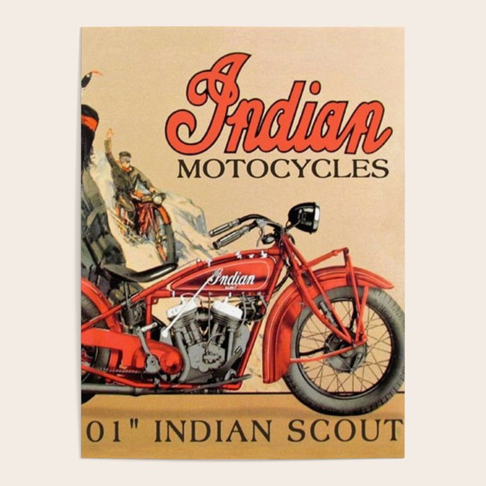 Classic Indian Roadmaster Biker Motorcycle Vintage Advertisement Poster Poster Gallery Image 1